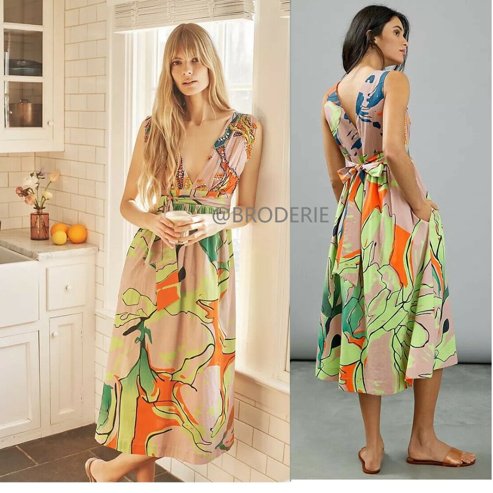 Anthropologie Nerida Multicolor Midi Dress NWT